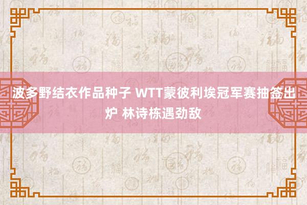 波多野结衣作品种子 WTT蒙彼利埃冠军赛抽签出炉 林诗栋遇劲敌