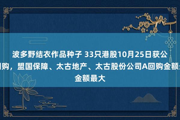 波多野结衣作品种子 33只港股10月25日获公司回购，盟国保障、太古地产、太古股份公司A回购金额最大