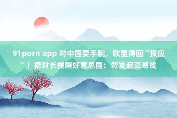 91porn app 对中国耍手腕，欧盟得回“报应”！德财长提醒好意思国：勿发起交易战