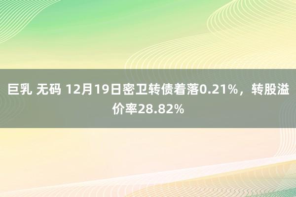 巨乳 无码 12月19日密卫转债着落0.21%，转股溢价率28.82%