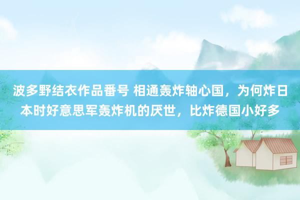 波多野结衣作品番号 相通轰炸轴心国，为何炸日本时好意思军轰炸机的厌世，比炸德国小好多