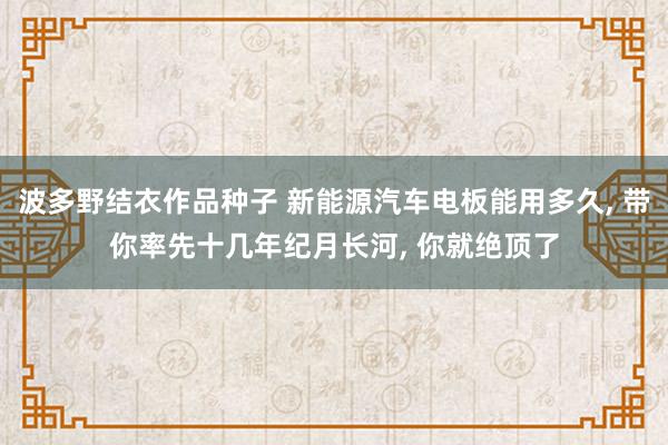 波多野结衣作品种子 新能源汽车电板能用多久， 带你率先十几年纪月长河， 你就绝顶了