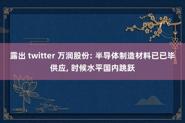 露出 twitter 万润股份: 半导体制造材料已已毕供应， 时候水平国内跳跃